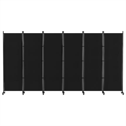 Artiss 6 Panel Room Divider Screen 323cm Wheel Fabric Black.