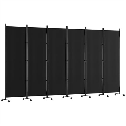 Artiss 6 Panel Room Divider Screen 323cm Wheel Fabric Black.