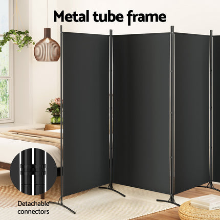 Artiss 4 Panel Room Divider Screen 345x180cm Fabric Black.
