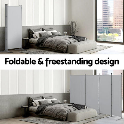 Artiss 4 Panel Room Divider Screen 345x180cm Fabric Grey.