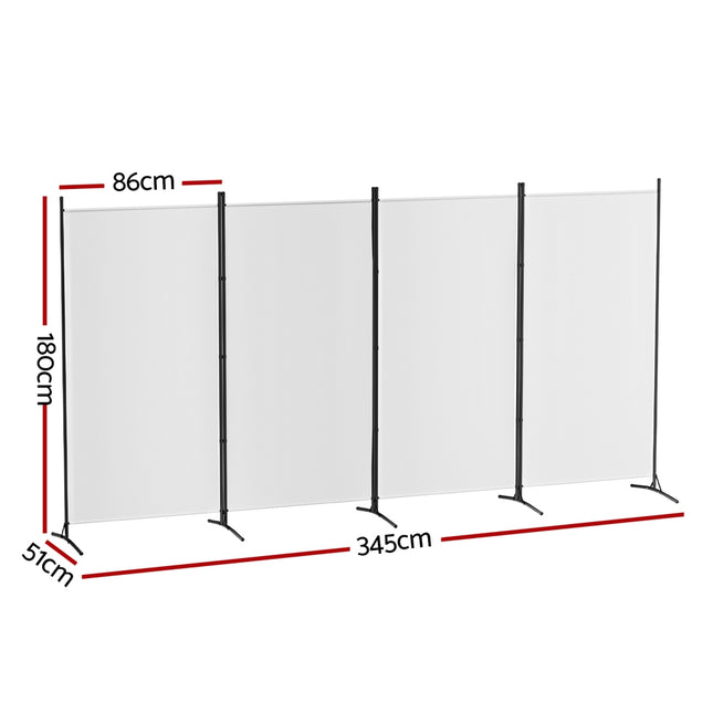 Artiss 4 Panel Room Divider Screen 345x180cm Fabric White.