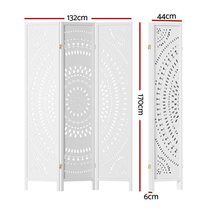 Artiss 3 Panel Room Divider Screen 132x170cm Circle White.