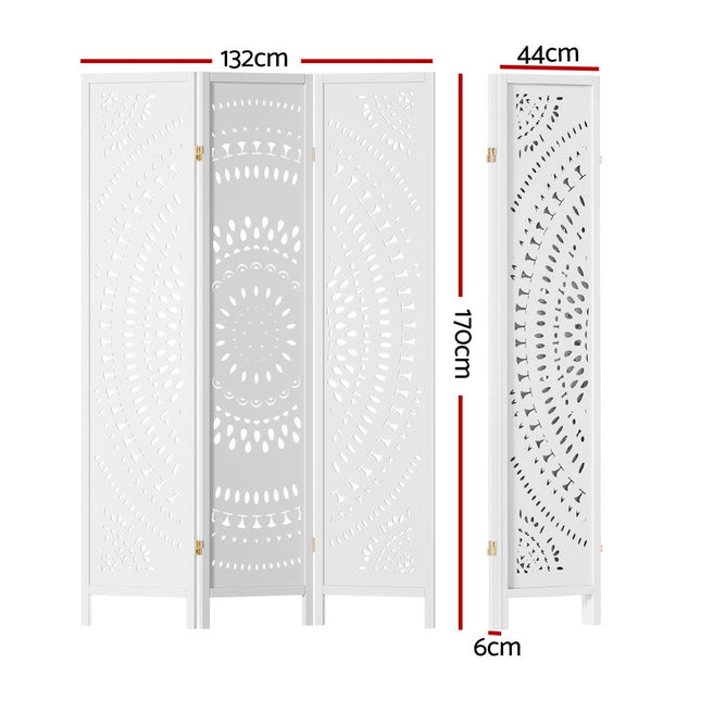 Artiss 3 Panel Room Divider Screen 132x170cm Circle White.