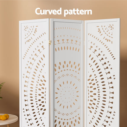 Artiss 3 Panel Room Divider Screen 132x170cm Circle White.