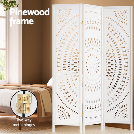 Artiss 3 Panel Room Divider Screen 132x170cm Circle White.