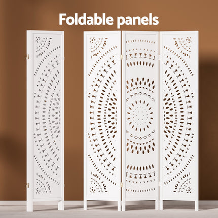 Artiss 3 Panel Room Divider Screen 132x170cm Circle White.