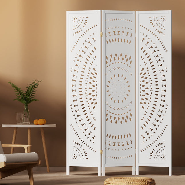 Artiss 3 Panel Room Divider Screen 132x170cm Circle White.
