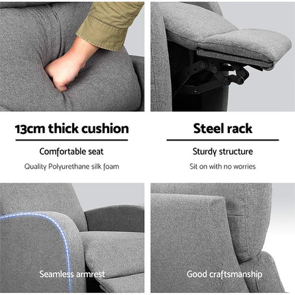 Artiss Fabric Reclining Armchair - Grey.