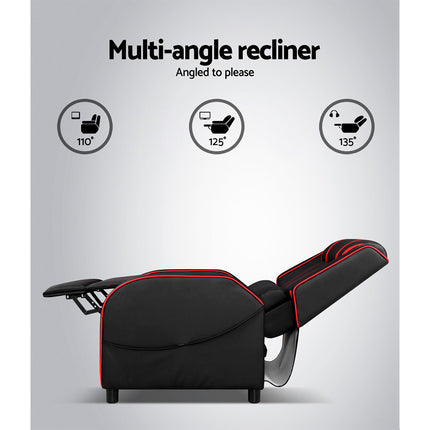 Artiss Recliner Chair Gaming Chair Leather Black Serik.