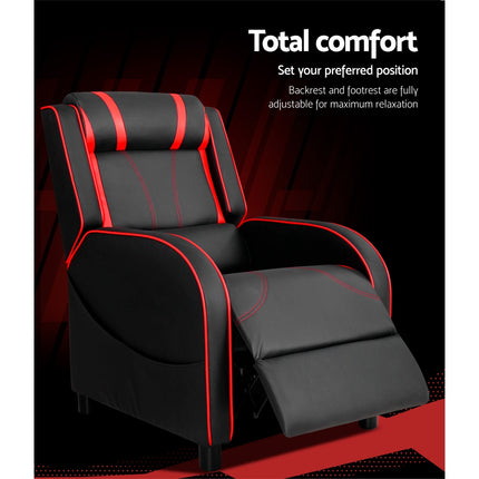 Artiss Recliner Chair Gaming Chair Leather Black Serik.