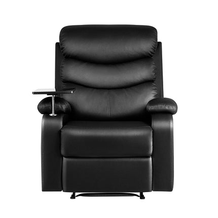 Artiss Recliner Chair Leather Black Tray Table Erika.
