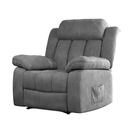 Artiss Recliner Chair Electric Massage Chair Velvet Lounge Sofa Heated Grey.