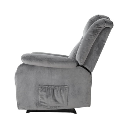 Artiss Recliner Chair Electric Massage Chair Velvet Lounge Sofa Heated Grey.