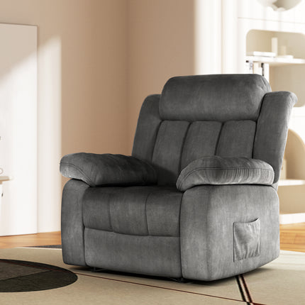 Artiss Recliner Chair Electric Massage Chair Velvet Lounge Sofa Heated Grey.
