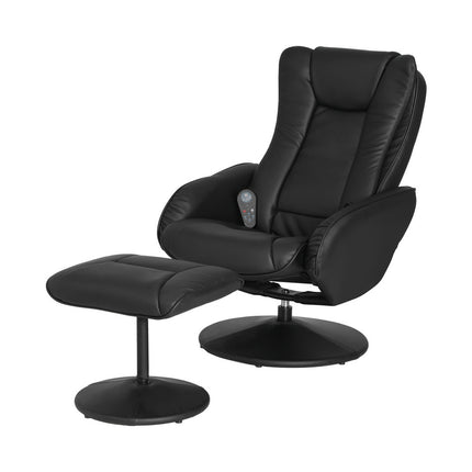 Artiss Recliner Chair Ottoman Heated Massage Black.