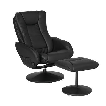 Artiss Recliner Chair Ottoman Heated Massage Black.