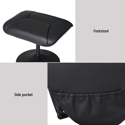 Artiss Recliner Chair Ottoman Heated Massage Black.