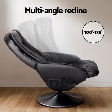 Artiss 2X Recliner Chair Ottoman Heated Massage Black.