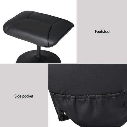 Artiss 2X Recliner Chair Ottoman Heated Massage Black.