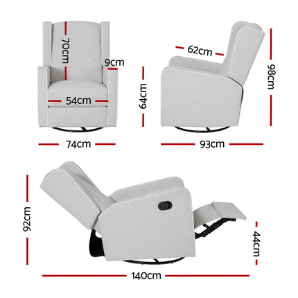 Artiss Recliner Armchair 360� Swivel Grey Fabric.