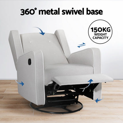 Artiss Recliner Armchair 360� Swivel Grey Fabric.