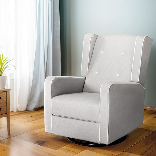 Artiss Recliner Armchair 360� Swivel Grey Fabric.
