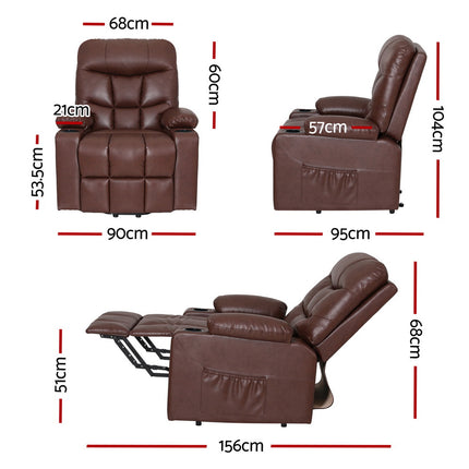 Artiss Recliner Chair Lift Assist Heated Massage Chair Leather Claude.
