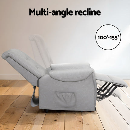 Artiss Recliner Chair Lift Assist Chair Leather Grey.