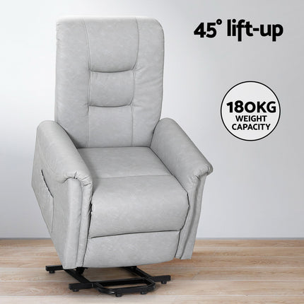 Artiss Recliner Chair Lift Assist Chair Leather Grey.