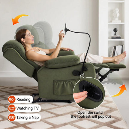 Artiss Recliner Chair Heated Massage Chair with Phone Holder Velvet.