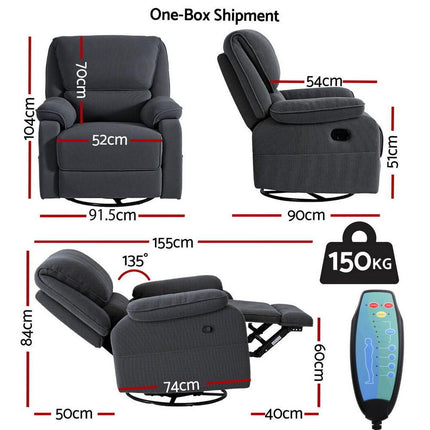 Artiss Rocking Recliner Chair 360 Swivel Massage Heated Reclining Chairs.