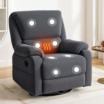Artiss Rocking Recliner Chair 360 Swivel Massage Heated Reclining Chairs.