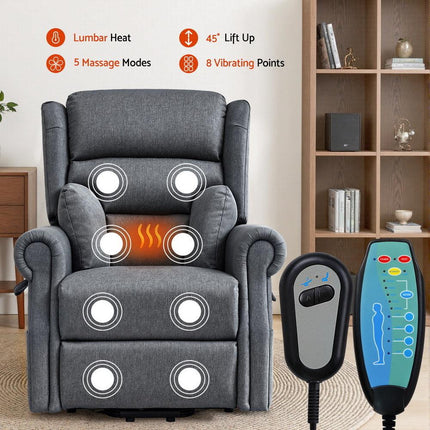 Artiss Electric Recliner Chair Power Lift Massage Heated Recliner Sofa.
