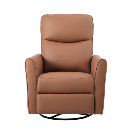 Artiss Swivel Recliner Chair Leather Rocking Reclining Sofa with Charging Ports LED Brown.