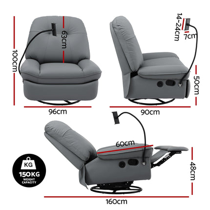 Artiss Manual Swivel Rocker Recliner with USB Ports Rocking Chair Nursery Sofa Lounge.