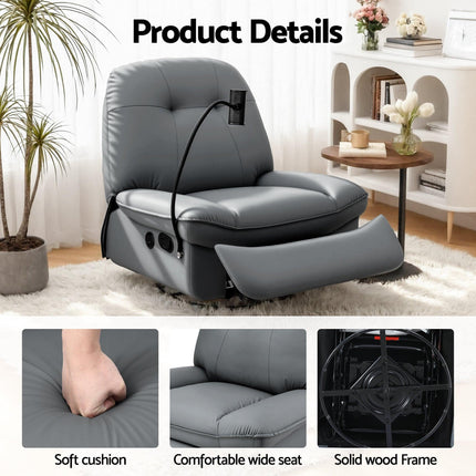 Artiss Manual Swivel Rocker Recliner with USB Ports Rocking Chair Nursery Sofa Lounge.