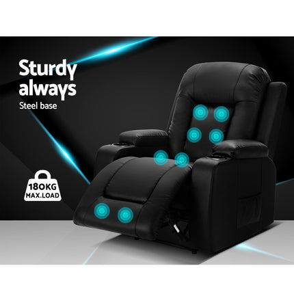 Artiss Recliner Chair Electric Heated Massage Chairs Faux Leather Cabin.