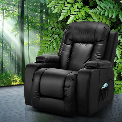 Artiss Recliner Chair Electric Heated Massage Chairs Faux Leather Cabin.