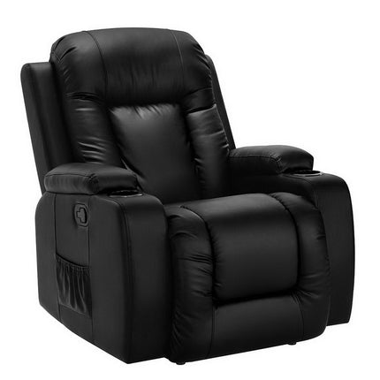 Artiss Recliner Chair Electric Heated Massage Chairs Faux Leather Cabin.