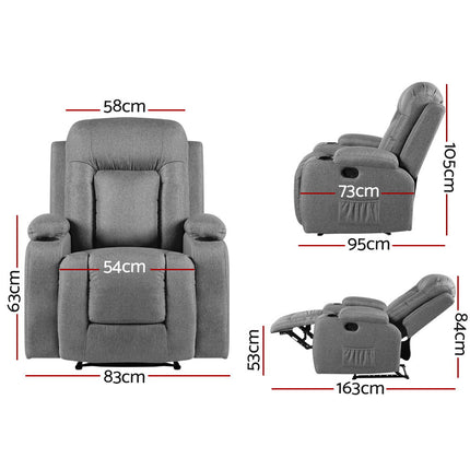 Artiss Recliner Chair Leather Black Cissy.