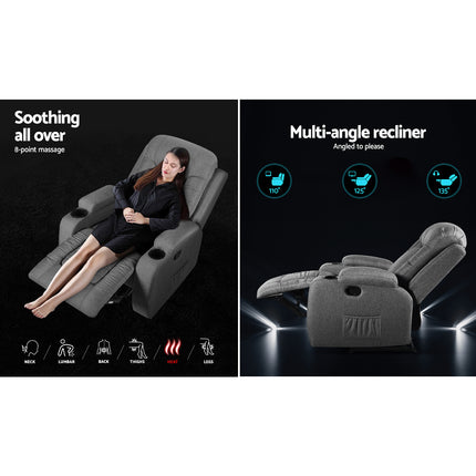 Artiss Recliner Chair Leather Black Cissy.