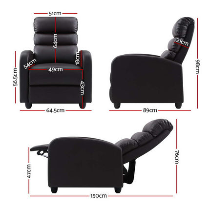 Artiss Recliner Armchair Brown Faux Leather Bolivia.