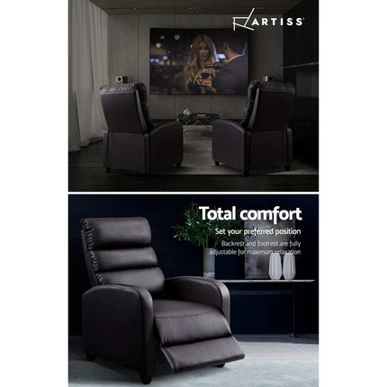 Artiss Recliner Armchair Brown Faux Leather Bolivia.