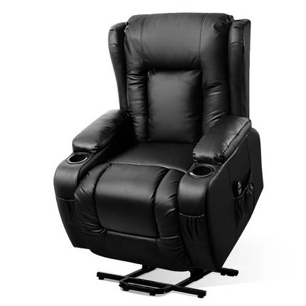 Artiss Recliner Chair Lift Assist Heated Massage Chair Leather Rukwa.