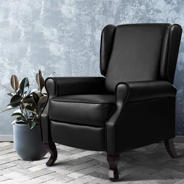 Artiss Recliner Armchair Black Faux Leather Domini.