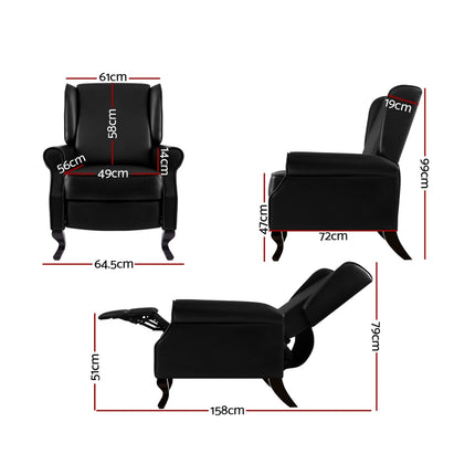 Artiss Recliner Armchair Black Faux Leather Domini.