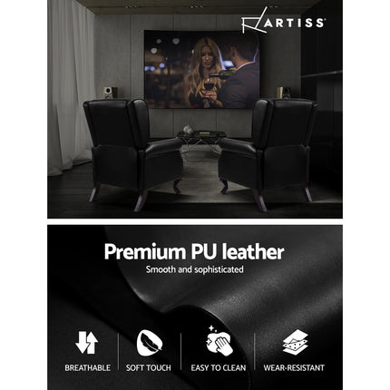 Artiss Recliner Armchair Black Faux Leather Domini.