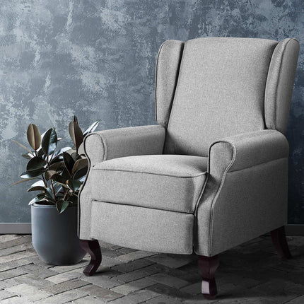 Artiss Recliner Armchair Grey Fabric Domini.