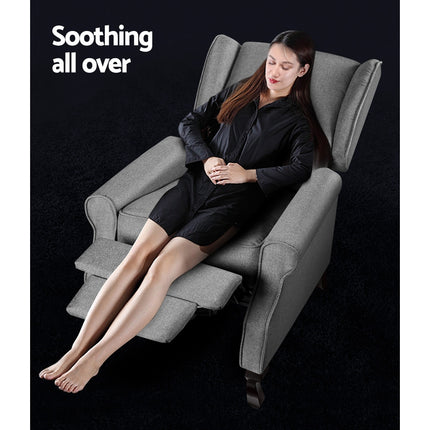 Artiss Recliner Armchair Grey Fabric Domini.