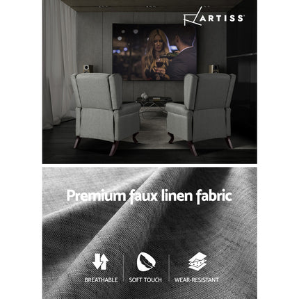 Artiss Recliner Armchair Grey Fabric Domini.